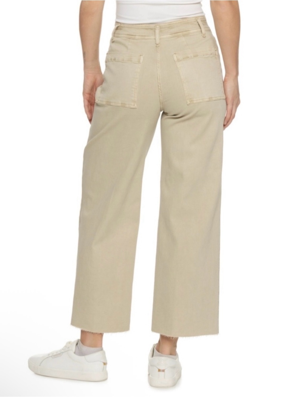 OAT New York Wide-Leg Cropped Jeans in Beige